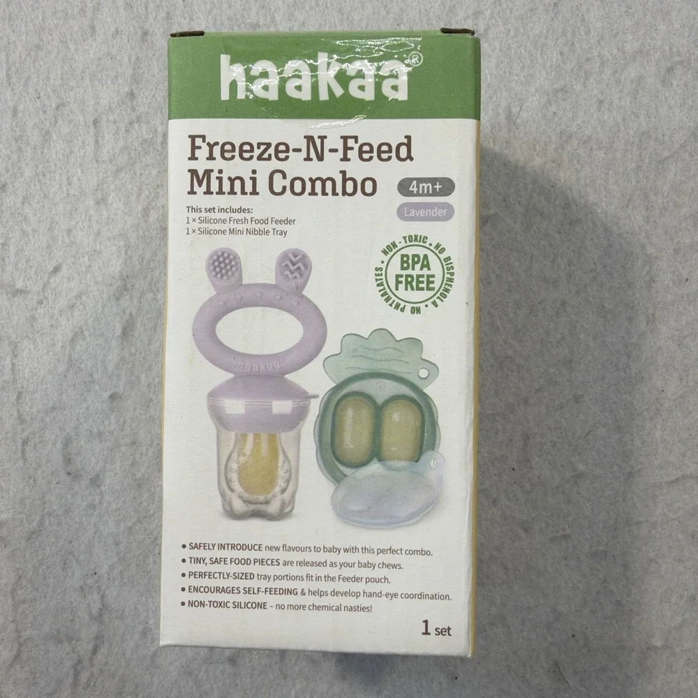 Haakaa Silicone Freeze-N-Feed Mini Combo BPA Free - Lavender 4 Months+ New